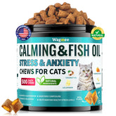 Wagmee Cat Calming Treats packaging front signals calming option for anxious cats.