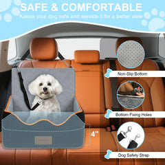 Wagnation dog car seat safety belt and headrest strap securing the booster