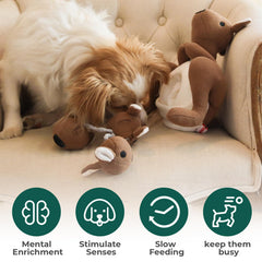 Wagorific Kangaroo Snuffle Toy dog sniffing emphasizes mental enrichment during play