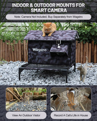 Wagstro elevated cat house deck keeps paws dry and mud away for quick outdoor rest.
