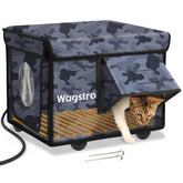 Wagstro heated cat house outdoor-overnight-heat keeps cats cozy on cold nights.