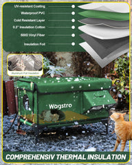 Wagstro heated cat house waterproof Oxford fabric protecting against rain.