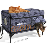 Wagstro heated outdoor cat house front view highlights quick-warming shelter for chilly evenings.