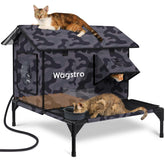 Wagstro large heated cat house outdoor dampless deck provides a dry sunny lounge.