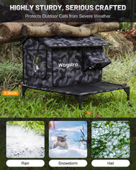 Wagstro outdoor cat shelter waterproof insulation keeps feral cats protected in cold weather.