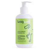 WagWell Ahiflower Omega Oil bottle pump supports easy, daily dosing for healthy skin and joints.