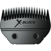 Wahl X-Block Ultimate blade close-up showing midnight chrome finish for durable performance