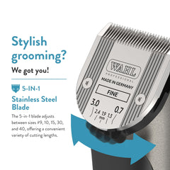 Wahl Bravura 5-in-1 fine blade set enables precise trimming across coat types