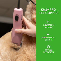 Wahl Pro Animal KM2+ high-carbon steel blades close-up.