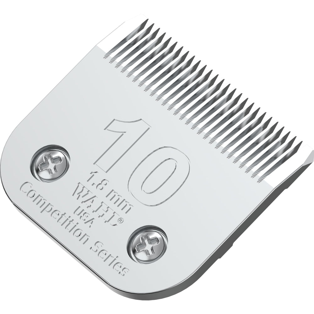 Wahl Professional Animal 10 blade close-up showing 1/16-inch cut length for precise trims.