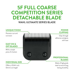 Wahl 5F blade with 6mm cut shown for efficient clipping of thick coats.