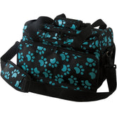 WAHL Professional Animal travel tote exterior with turquoise paw print design for on-the-go grooming.