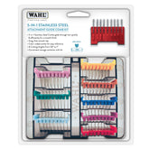 Wahl stainless steel attachment comb set front view for easy home grooming.