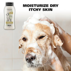 Wahl dog shampoo thick lather shown for easy rinse