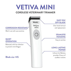 Wahl Vetiva Mini Cordless Trimmer in cordless use for convenient pet grooming