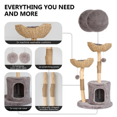 WAIDOBE solid wood cat tower base provides stability and safety