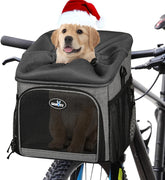 Wakytu dog bike basket front view demonstrating secure front carrier for small pets