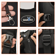 Wakytu dog front carrier double zipper access enables quick pet entry.