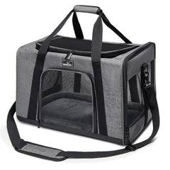 Wakytu pet carrier folded size view highlights compact cabin-ready design for easy travel.
