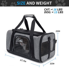 Wakytu pet carrier unfolded size view shows roomy interior for small pets on trips.