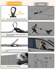 WANFIRE car seatbelt connection secures your dog in the car.