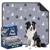 WanpeeGoo washable pee pad 2-pack on floor, soft surface aids puppy training.