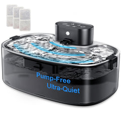 Wanzypup no-pump wireless cat fountain stainless steel tray close-up for a clean drinking surface.