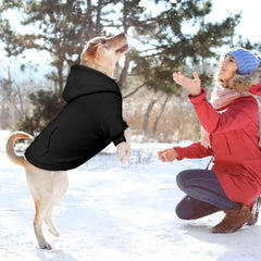 Waoduld dog hoodie XL black back view — snug warmth with full mobility.