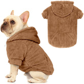 Waoduld dog sweater back view shows a cozy fit for warm indoor lounging and cold walks.