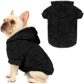 Waoduld dog sweater hoodie on warm dog for cold weather