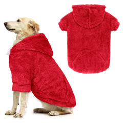Waoduld dog sweater hoodie red for cold-weather warmth and visibility.