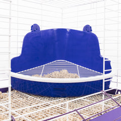 Ware Manufacturing Lock-N-Litter pan attached to cage promotes spill-free potty training.