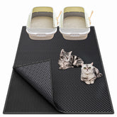 Waretary cat litter mat top view, 36x30 inches traps loose litter under the box