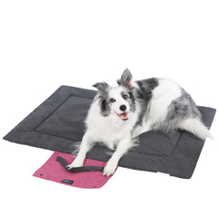 Warfort Outdoor Foldable Dog Mat on grass, waterproof and easy-clean for camping.