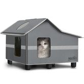 WARKEY Outdoor Cat House front view with elevated base for dry paws