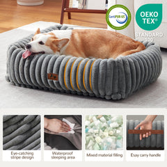 Warmrest orthopedic dog bed foam closeup highlights supportive sleep for joints.