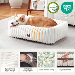 Warmrest Washable Dog Bed side view highlights raised sides for head and neck support