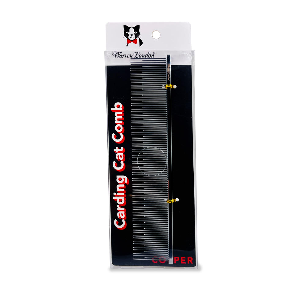 Warren London Carding Cat Comb full-length view; dual-tooth design for quick detangling