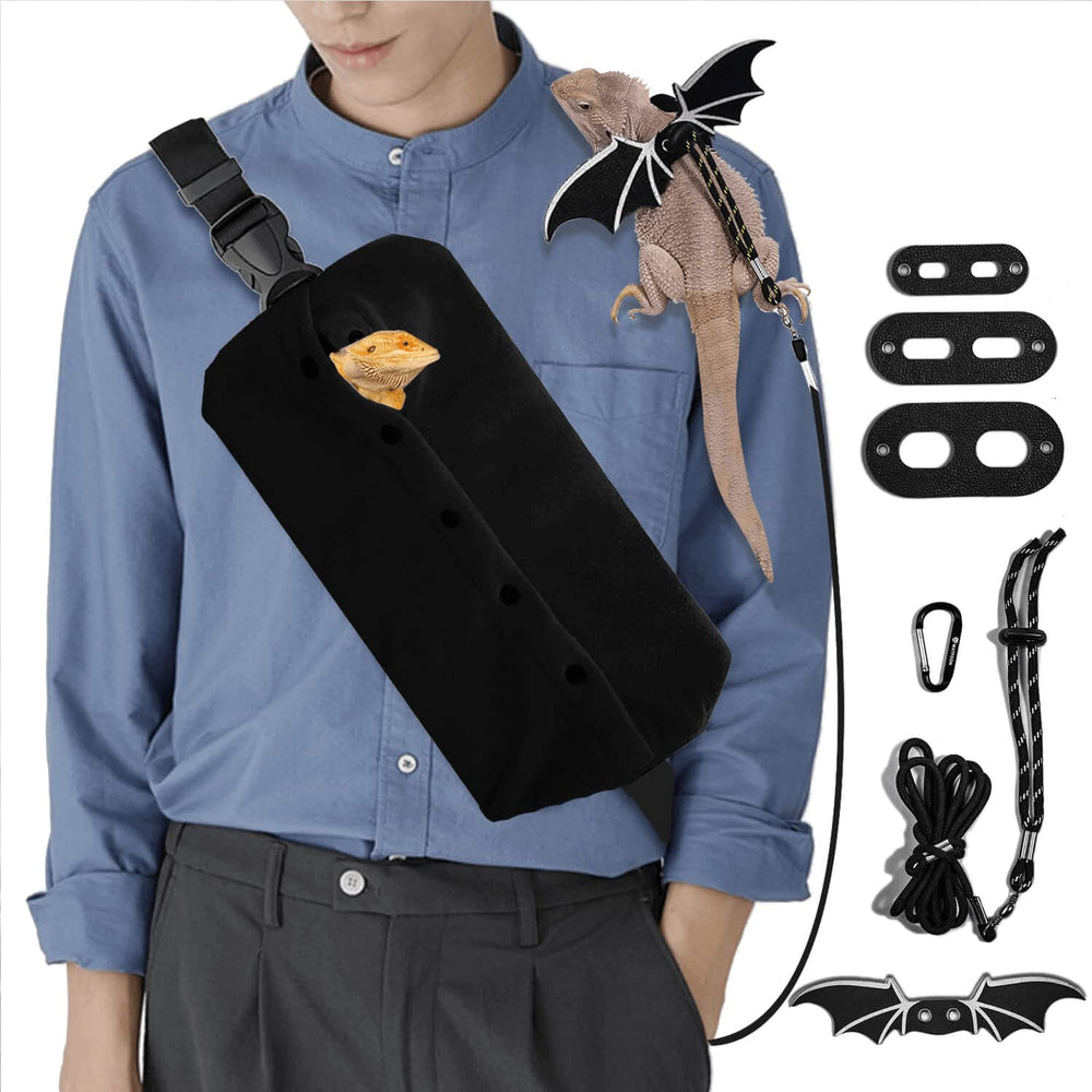 WATFOON lizard sling carrier XL opening for easy pet entry during outdoor trips.