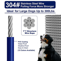 WATFOON tie-out cable 360° swivel buckles reduce tangling during walks.