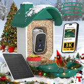 WaveEME Bird Feeder Camera front view, capture backyard bird visits with AI ID.