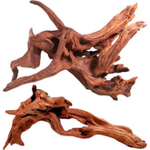 WDEFUN driftwood 2-piece set showing natural size for aquarium decor and terrarium accents.