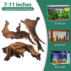 WDEFUN driftwood aquarium decor 8inch-curved-branch boosts natural aesthetics and fish shelter.