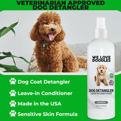 We Love Doodles dog coat with tangles ready to brush for a comfortable groom
