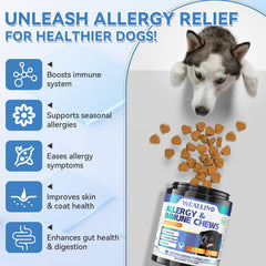 WEALLIN dog allergy chews chicken flavor engages picky dogs for relief.