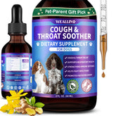 WEALLIN dog cough treatment bottle shows natural support for easier breathing.