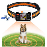 WeChip GPS dog collar orange-white front view for outdoor safety and tracking.