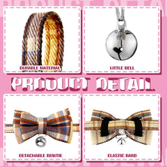 Weewooday plaid collar and bell, crisp jingle helps locate your cat indoors.