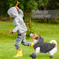 Weewooday hooded dog jacket gray—easy-on buttons for quick dressing