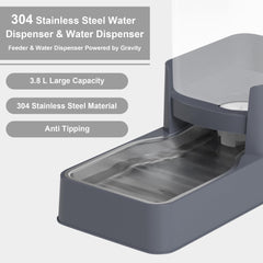 Auto-refill gravity system shown in action for worry-free feeding.